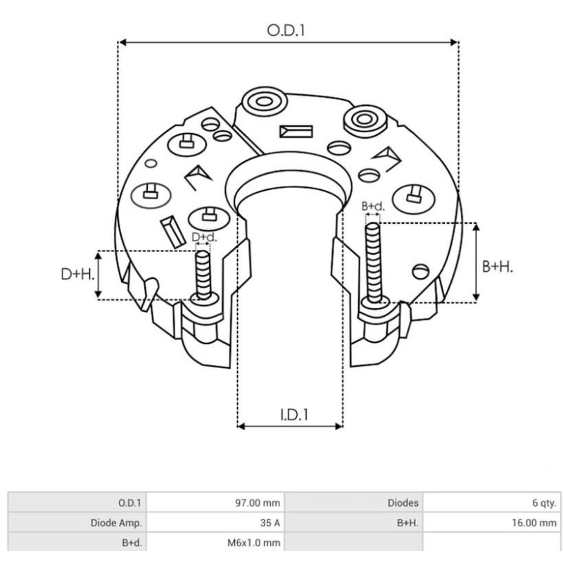Rectifier for alternator  MOTOROLA 9AR3825L / 9AR3835L / 9AR6035L / 9AR6053L