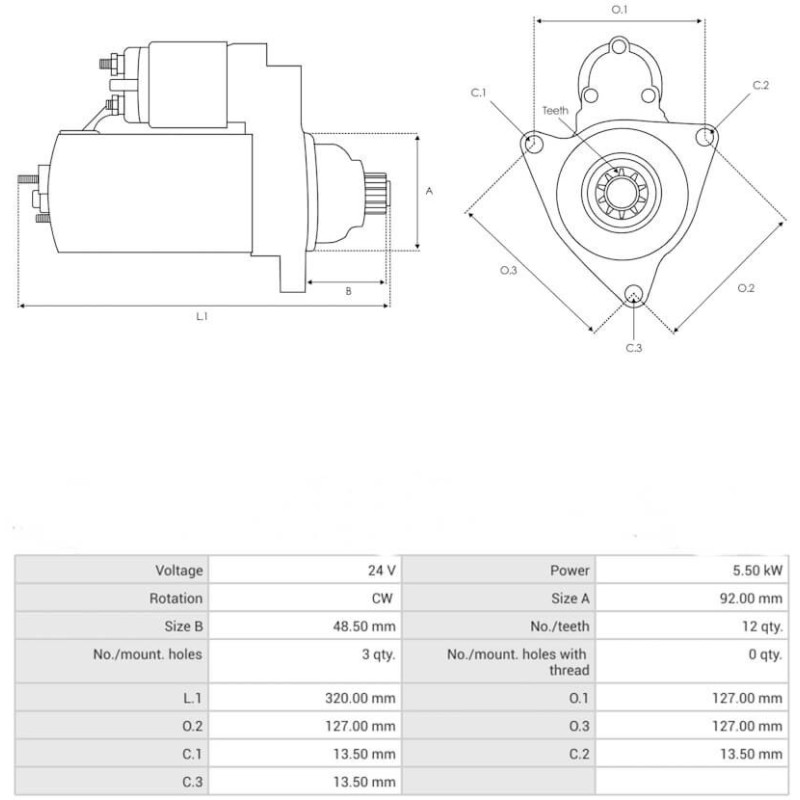 Motorino di avviamento sostituisce 0001241128 / 0001261107 / 0986025060