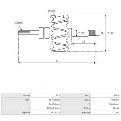 Rotor per alternatore VALEO FG23S068 / FG23S083 / FGN23S025
