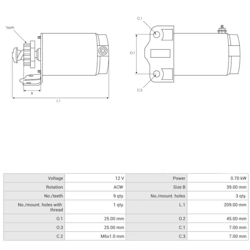 Démarreur NEUF remplace Bombardier 420-888-991 / 711-888-991 / John Deere C420-888-991