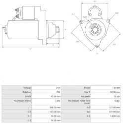 Starter replacing M9T82174 / M009T81971 Volvo Truck 7.0 kw