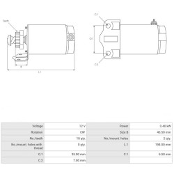 Démarreur NEUF remplace Honda 31200-HA7-771 / 31200-HA7-772 / 31200-HA7-773