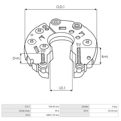 Rectificador para alternador valéo A11VI110 / A11VI94 / A13VI130