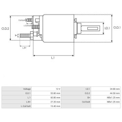 Solenoid for starter VALEOD7G11 / TS2232 / TS22E5 / TS22E5B / TS22E8