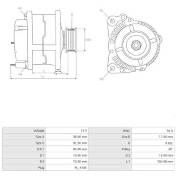 Alternatore sostituisce MG145 / AAK1864 / AAK4807 / IA1392
