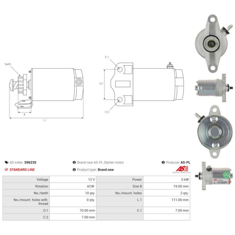 Starter replacing 31210-KEE1-90A / 19579N / SCH0010 BMS / KYMCO