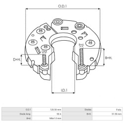 Gleichrichter für lichtmaschine  DENSO 100211-4000 / 100211-7960 / 101211-7960