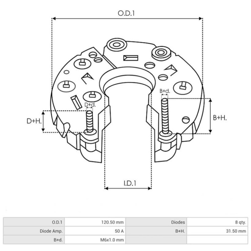 Gleichrichter für lichtmaschine  DENSO 100211-4000 / 100211-7960 / 101211-7960