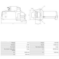 Motorino di avviamento sostituisce 228000-7850 / 228000-7851 per motori CUB CADET / HONDA MARINE