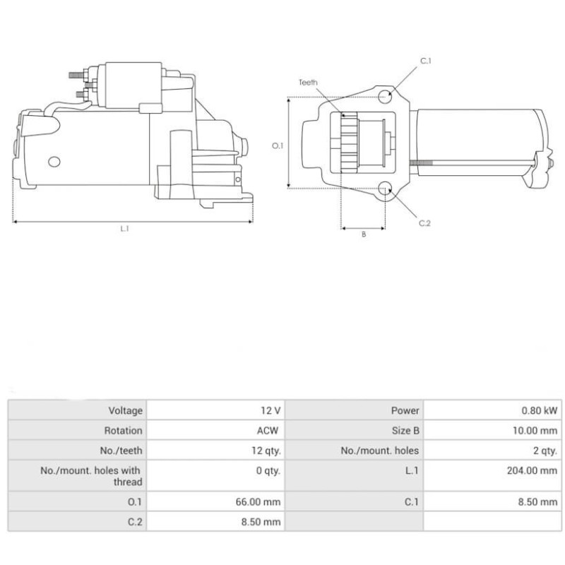 Démarreur remplace 228000-7850 / 228000-7851 pour moteur CUB CADET / HONDA MARINE