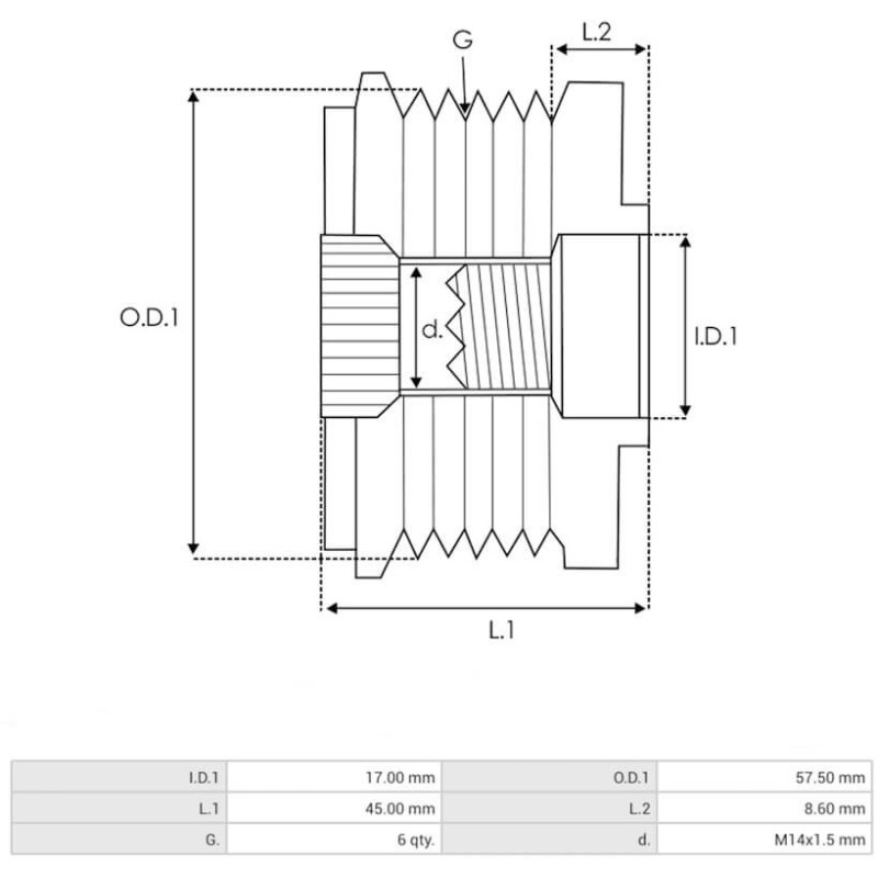 Poulie pour alternateur Denso 104210-4240 / 104210-4241 / 121000-3841