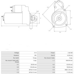 Motorino di avviamento 0001139109 in sostituzione dei codici 0001170011 / 0986018745 per auto Nissan / Renault / Opel