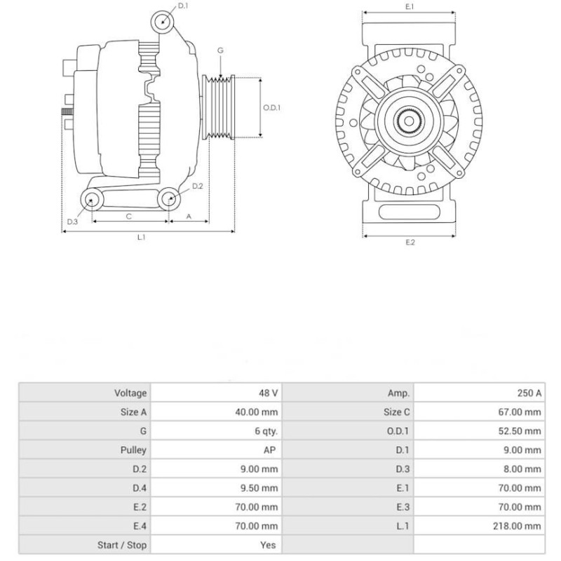 Lichtmaschine ersetzt 1724090103400 / 4N0903028H / 4N1903028A für Audi-Fahrzeuge