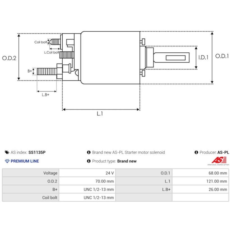 Solenoide pour démarreur Delco remy 10478937 / 10478943 / 10479009