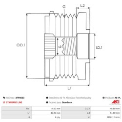 Puleggia per alternatore VALEO FG18T062 / FG18T079 / BOSCH 0121715042 / 0121715049