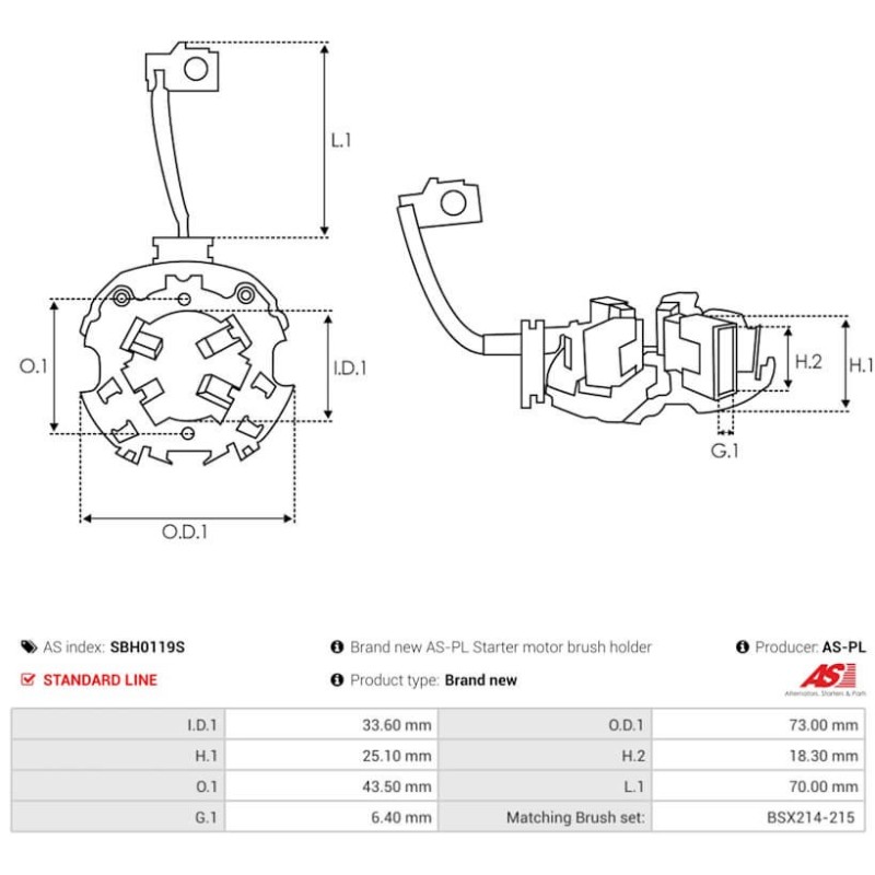 Portaspazzole per motorino di avviamento Bosch 0001110133 / 0001125035 / 0001125039