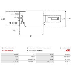 Solenoide para motor de arranque MITSUBISHI M009T83771 / M009T83782 / M9T83771 / M9T83782