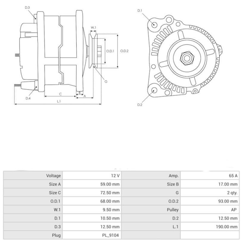 Alternator replaces 11.201.329 / 2943925 / AAK4155 for AGRIFULL / LAMBORGHINI / SAME tractors