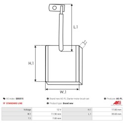 Jeu de balais / charbon pour démarreur Mitsubishi M2T24181 / M2T24281 / M2T25581