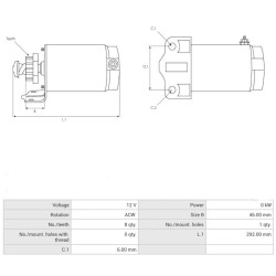 Démarreur remplace 50-832997 / 50-832997-1 / 50-832997-2 pour Mercury Jet Drive /  Sport Jet