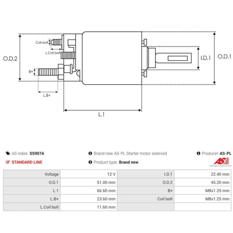 Solenoid for starter MITSUBA sm302-22 / SM402-04 / sm402-04n