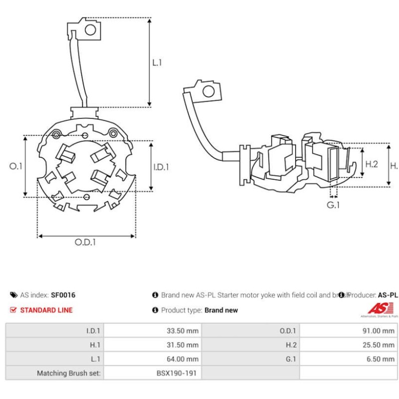 Jeu d'inducteurs pour démarreur Bosch 0001231001 / 0001231002 / 0001231003
