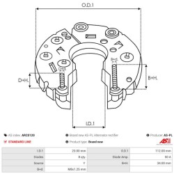 Piastra diodi per alternatore BOSCH 0123315008 / 0123315013 / 0123315015