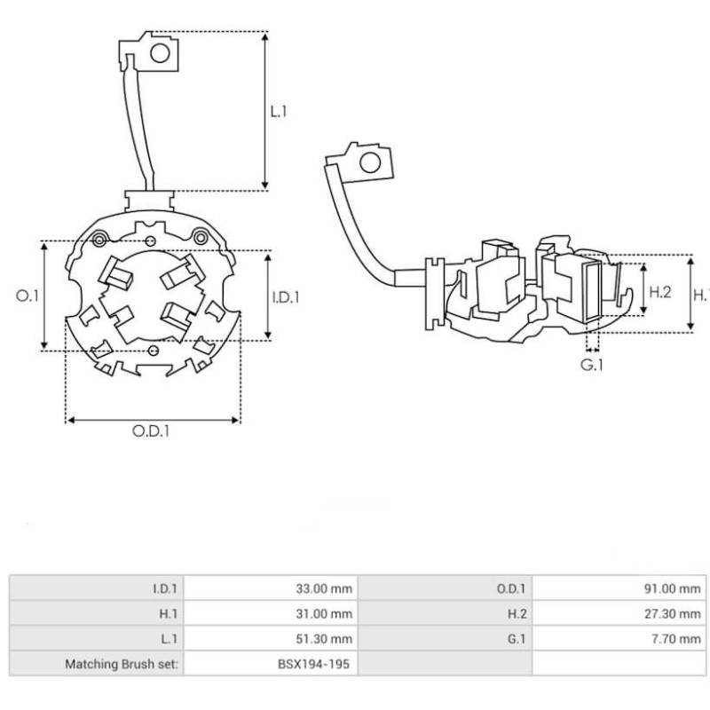 portaescobillas para motor de arranque Bosch 0001230002 / 0001230003 / 0001230004