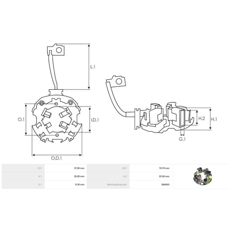 Brush holder for starter DENSO 028000-7000 / 028000-7001 / 028000-7002