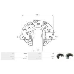 Piastra diodi per alternatore VALEO A13VI277 / A13VI279 / 2542397 / 2542428