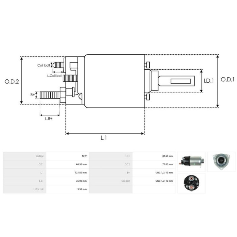 Solenoid for starter DELCO REMY 10461006 / 1993767 / 1993854