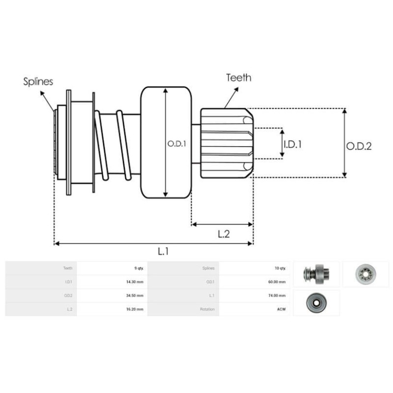 Drive for starter BOSCH 0001362094 / 0001362099 / 0001366005