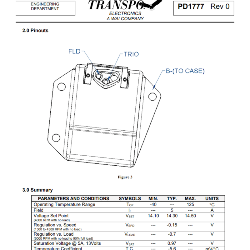 Regulador sustituye Chrysler 3438150 / 3744960 / 3755850