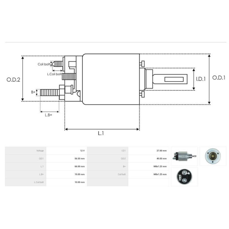 Solenoid for starter BOSCH 0001109003 / 0001110017 / 0001110999