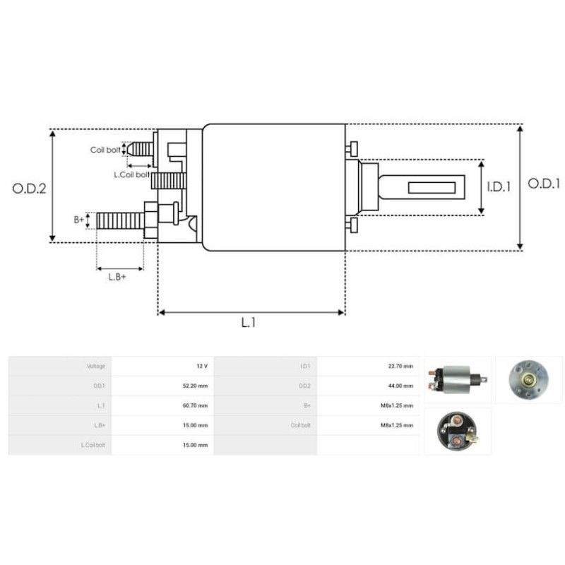 Solenoide para motor de arranque Hitachi s114-902 / S114-902A / s114-922