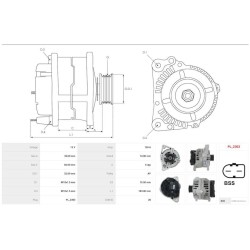 Alternatore 0124525255 sostituisce 0124525106 / 99760302200 per PORSCHE 911 / BOXSTER