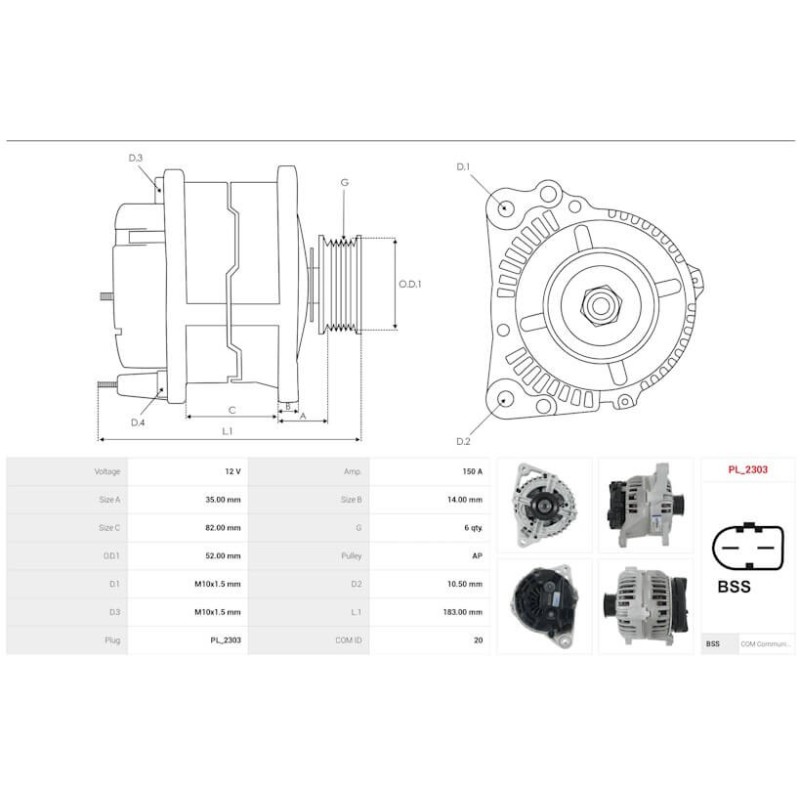 Alternador 0124525255 reemplaza a 0124525106 / 99760302200 para PORSCHE 911 / BOXSTER