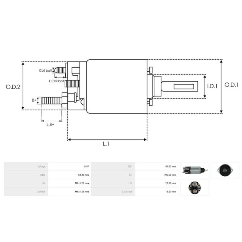 Contacteur / Solénoïde pour démarreur Mitsubishi M2T69171 / M2T78071 / M2T78271