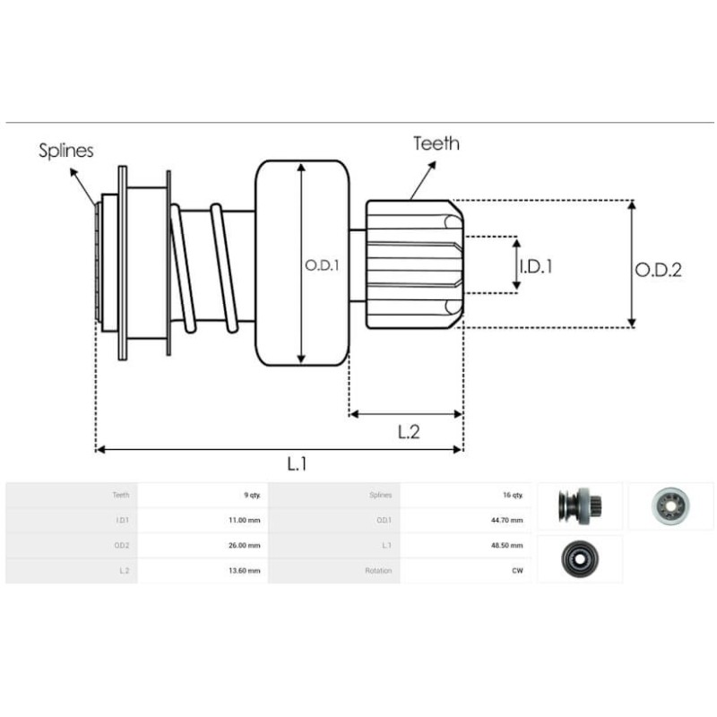 Drive for starter Bosch 0001107427 / 0001107428 / 0001107447