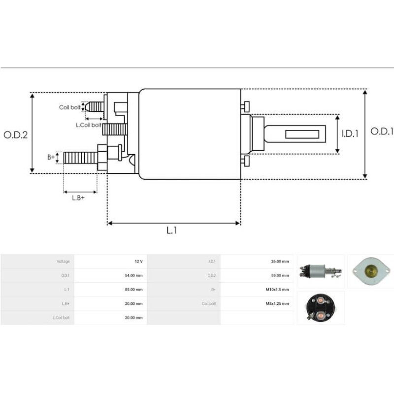 Solenoide per motorino di avviamento Lucas 27508 / 27531 / 063227501010 / 063227508010