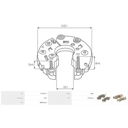 Pont de diode pour alternateur Mitsubishi A009TU6499 / A9TU6499