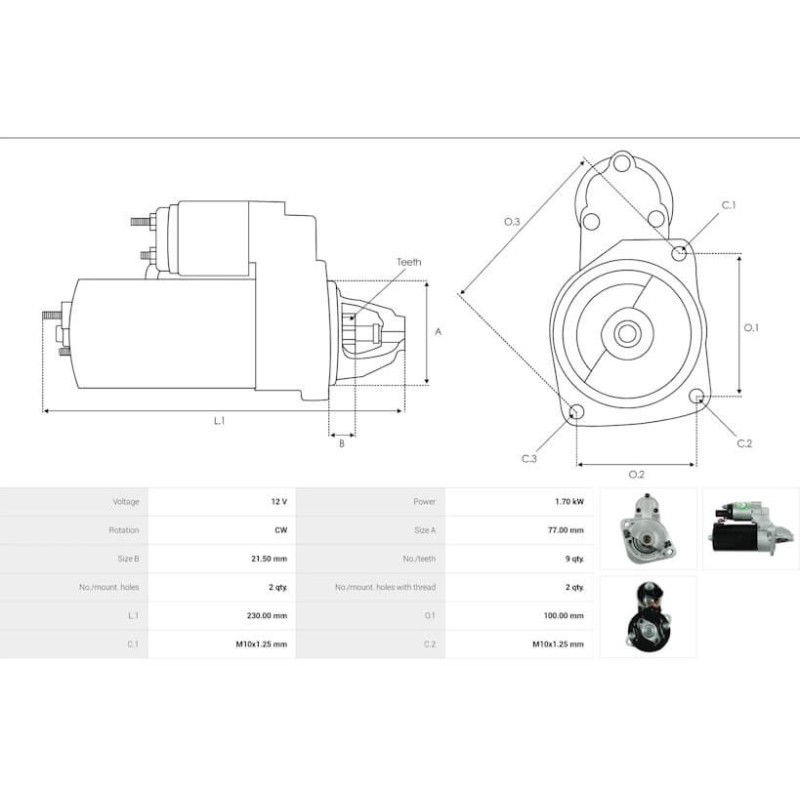 Anlasser ersetzt 0001138017 / 0001138018 für HYUNDAI i30 / KIA PRO CEED