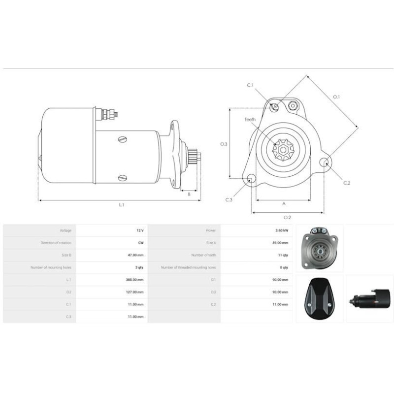 Motorino di avviamento sostituisce Bosch BNG4/12 / 0001418002 / 0001413003