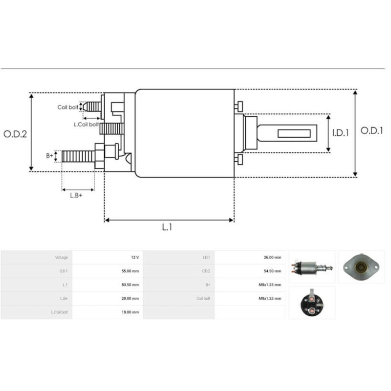 Relè / Solenoide per motorini di avviamento Lucas 25372 / 25372A / 25374 / 25692A