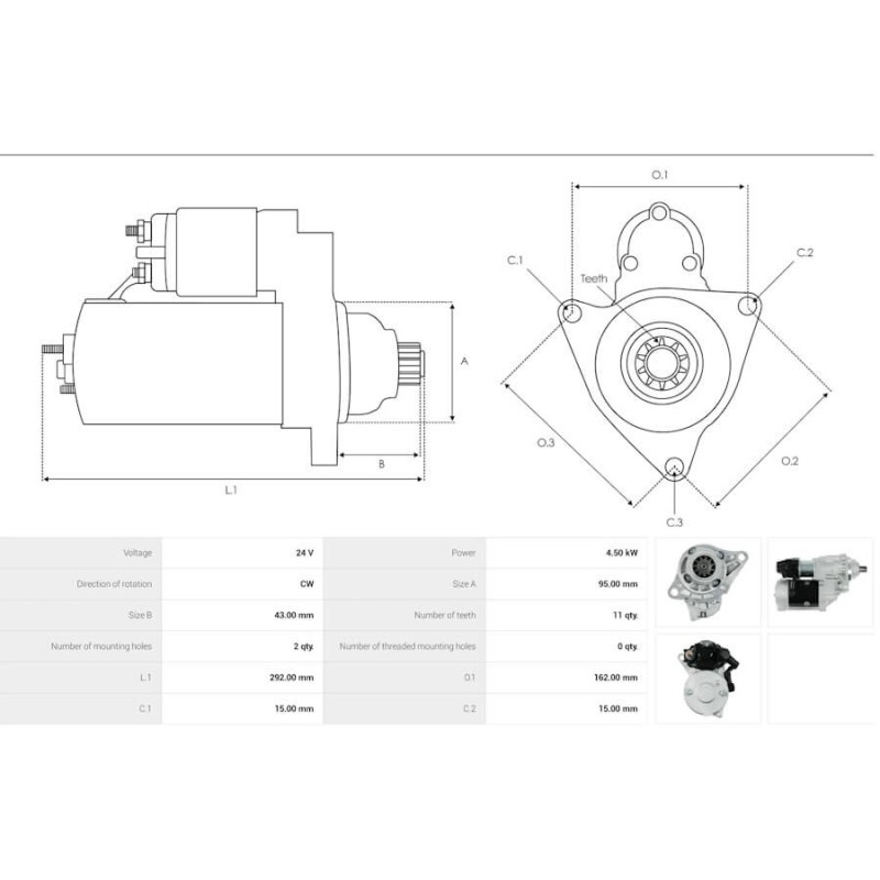 Démarreur remplace 1811003100 / 0-24000-3051 pour moteur ISUZU