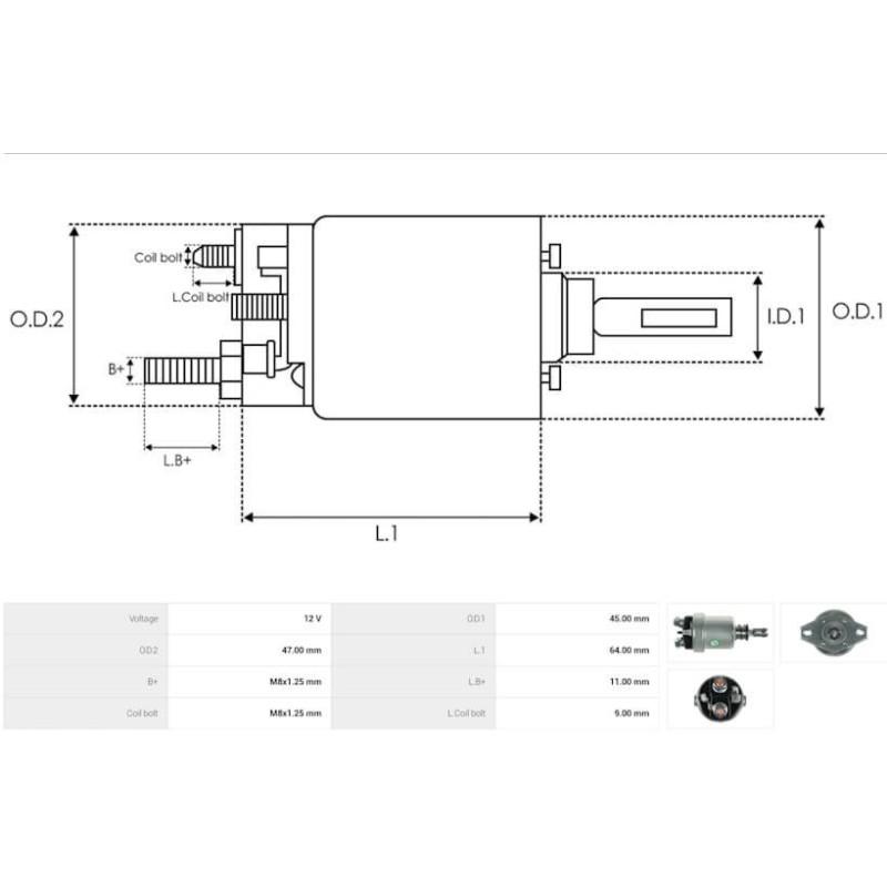 Solenoid replacing BOSCH 0331300019 / 0331300022 / 0331300025