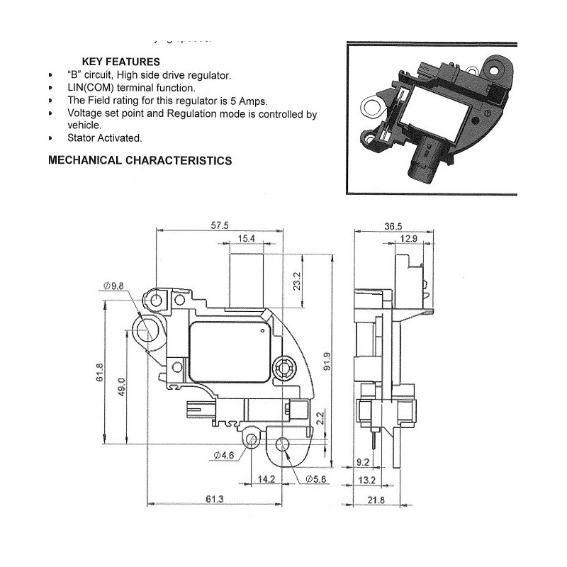 Regler für Lichtmaschine DENSO 101210-1720 / DAN107
