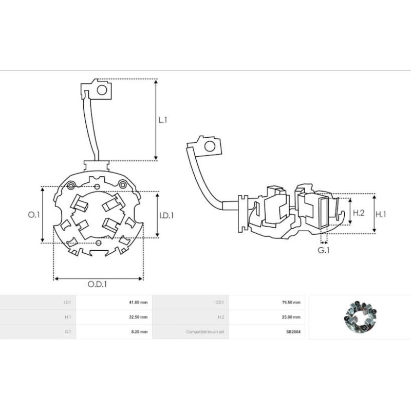 Brush holder for starter HITACHI S13-33 / S13-33A / S13-33B / S13- 34A