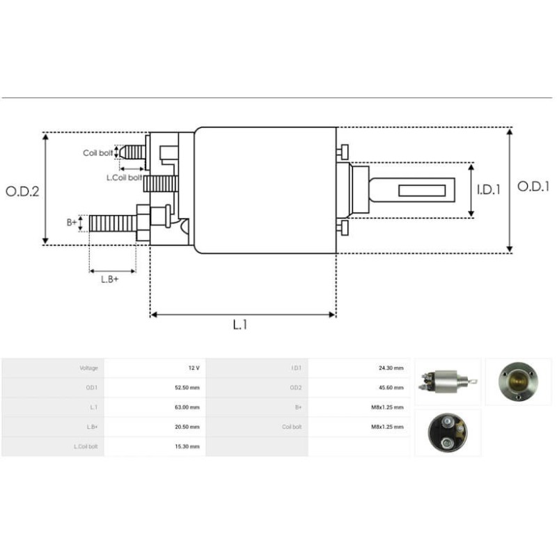 Solenoid for starter BOSCH 0001107408 / 0001113006 / 0001116005
