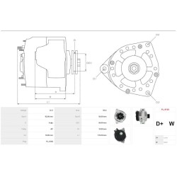 Alternateur remplace 2542356 / a13vi101 / a13vi233 / a13vi263 pour Citroën / Fiat / Peugeot